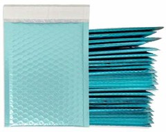 7×11 Holographic, Ice Blue Metallic Bubble Mailers, Padded Self Sealing Envelope