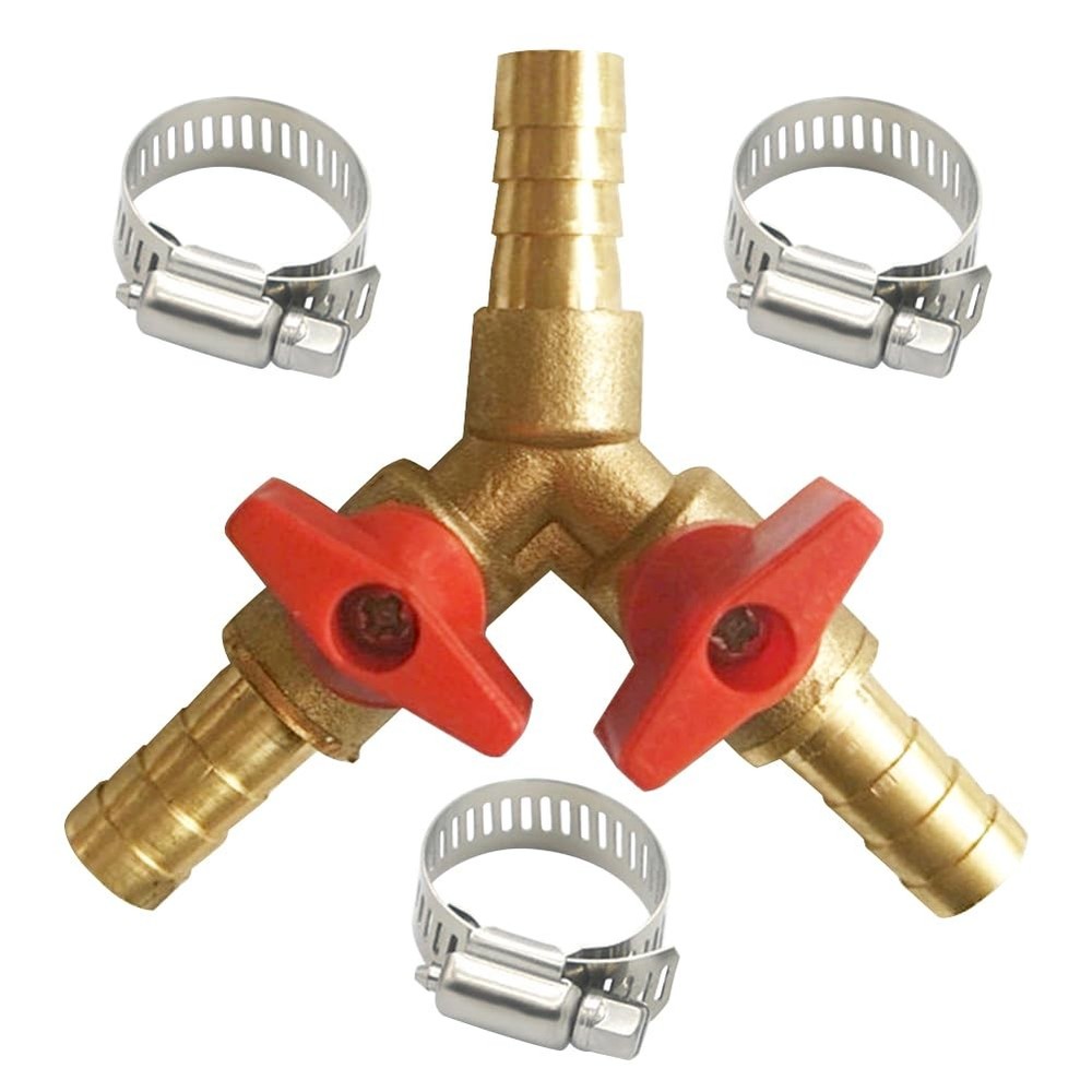 5/16 Inch Hose Barb Valve Brass 3 Way Shut Off Y Shaped 2 Switch Ball Valve