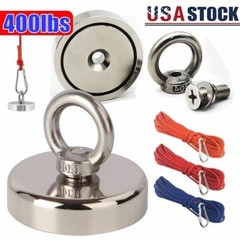 400 Lbs Fishing Magnet Kit Pull Force Strong Neodymium Rope Carabiner Hunting