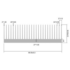 Large Aluminum Heat Sink 300x69x36mm High Power Cooling Plate 27 Fin Radiator