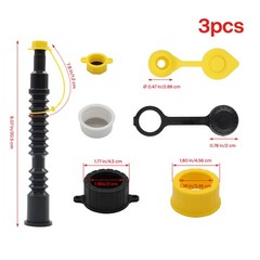 3 Kit Old Style Gas Can Spout Replacement W/Tough Nozzles Screw Collar Vent Caps