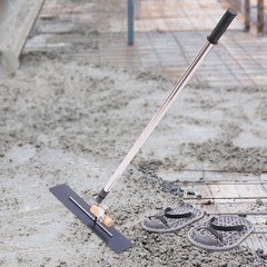 Long Handle Concrete Trowel Cement Surface Smoothing Tool w/ Finishing Shoes NEW
