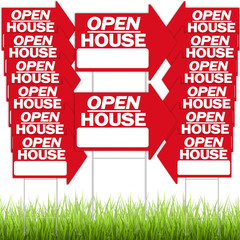 14 Pcs Open House Signs for Real Estate 18 X 24 Inch Double Sided Arrow Shape Di