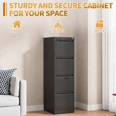 Metal 4 Drawer File Cabinet w/Lock Metal Vertical Filing Cabinet for Office Home