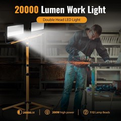 20000 Lumen 200W LED Work Light with Stand 2 Head Tripod