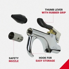Milton (S-148) 1/4″ NPT Lever Blow Gun – Rubber and Safety Tip Nozzles Single