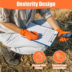 TREEGO 10 Mil Nitrile Gloves XL – Heavy Duty Orange Gloves with Double Diamon…