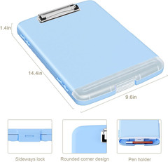 Dark Blue Clipboard with Storage & Pen Holder, 8.5×11, for Nurses & Teachers