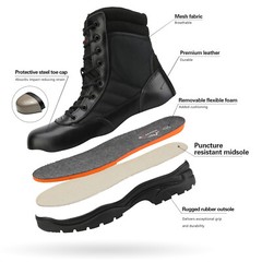 Men’s Steel Toe Work Boots Safety Military Combat Work Shoes US Size 6.5-15