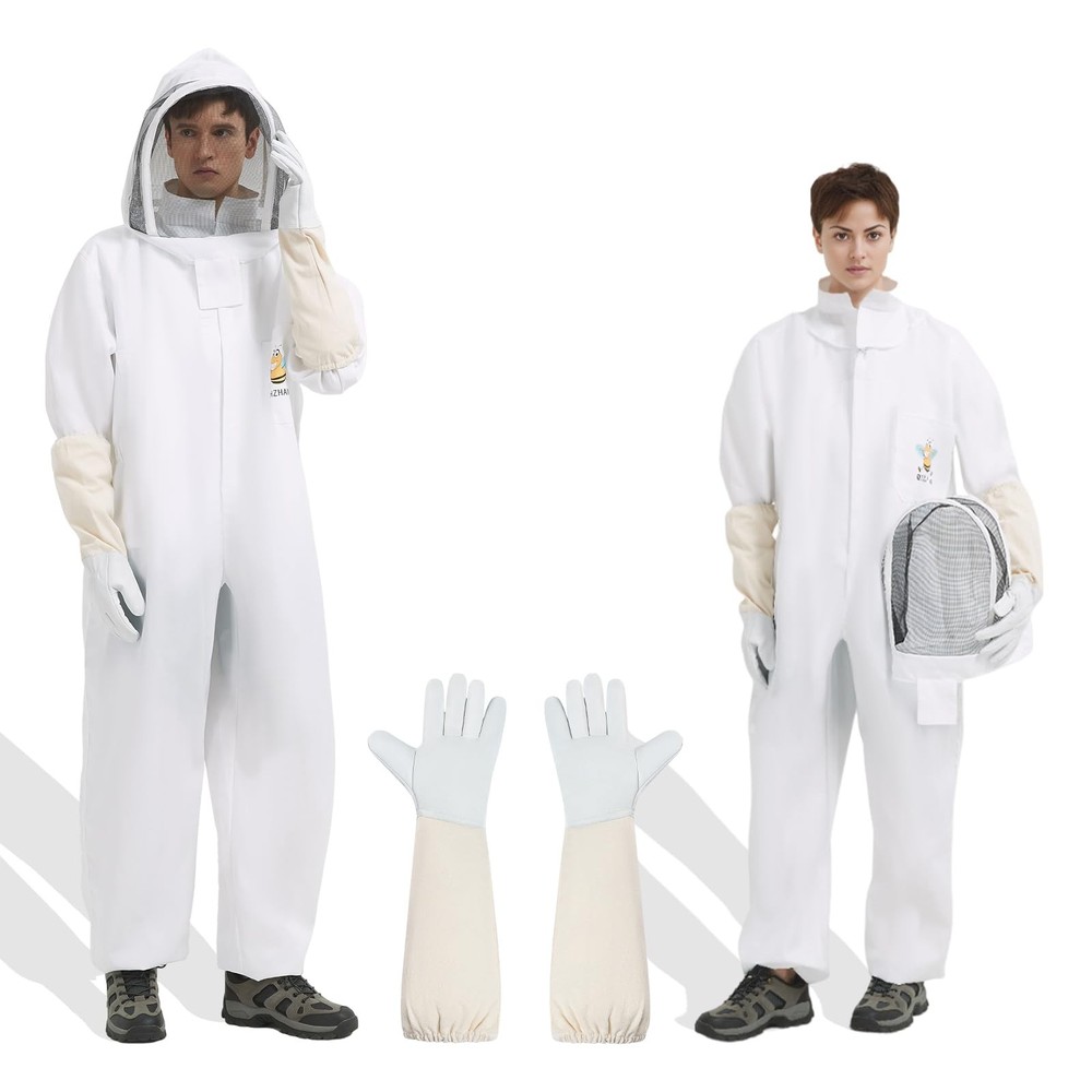 QHZHANG Professional Sting-Proof Full Body Beekeeping Suit, Polycotton Bee Su…