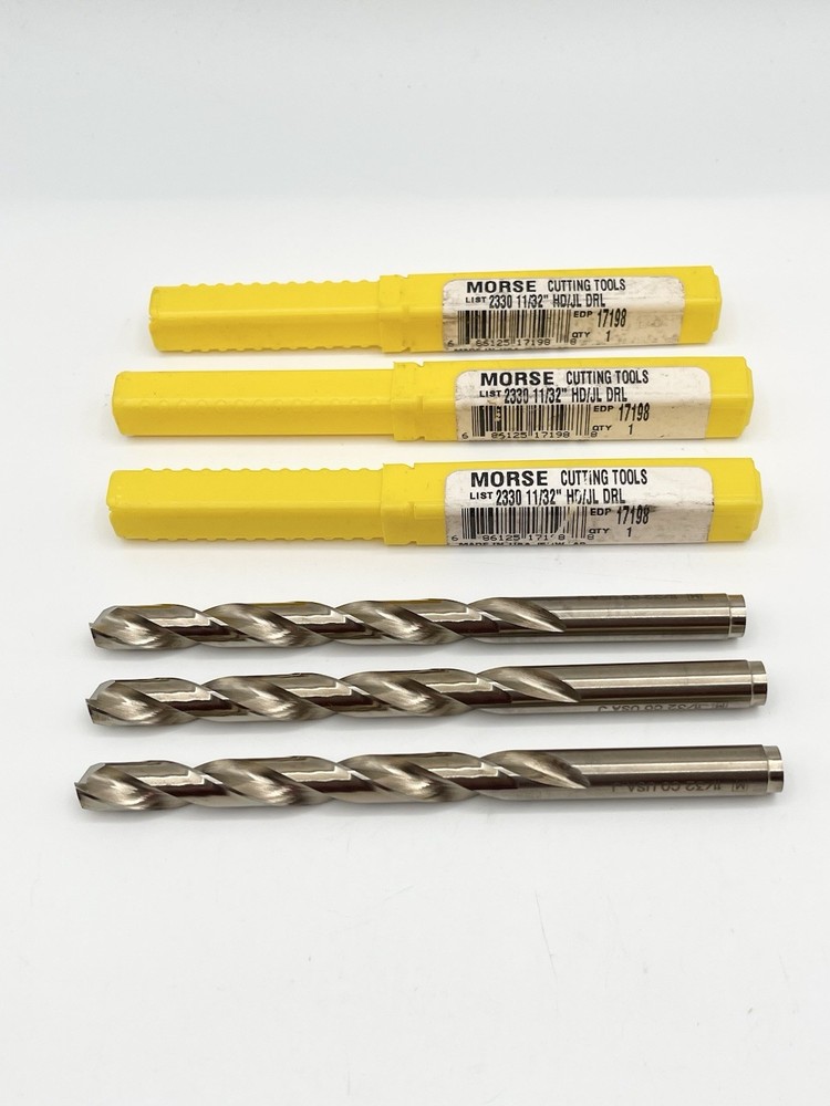 Morse Cutting Tools 17198 2330 Cobalt Drill 11/32 HD Jobber Split Point Lot of 3