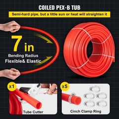 1in x 500ft Red PEX-B Tubing Non-Barrier Flexibility Water Line