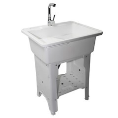 Freestanding Plastic Utility Sink Laundry sink Size:25.9*21.65*31.5in(White)