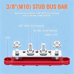 12V 250A Bus Bar Power Distribution Block 4 x 3/8″ Studs Battery Terminal Block