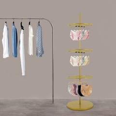 3-Tier Rotatable Round Display Rack for Clothing – Metal Clothes Organizer