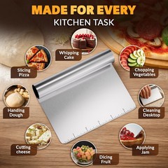 Bench Scraper Kitchen – Multipurpose Pastry 5.9″L x 4.53″W, Silver