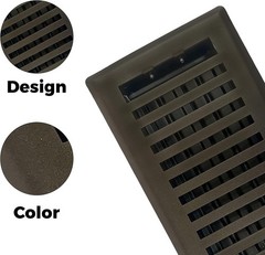 Sierra Grates 4″ x 10″ Contemporary Design Floor Register in Metallic Bronze Fin