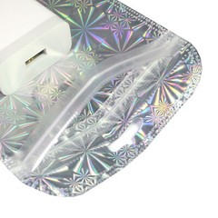 Holographic Silver Waterproof Zipper Bags for Samsung Galaxy Smartphone Chargers