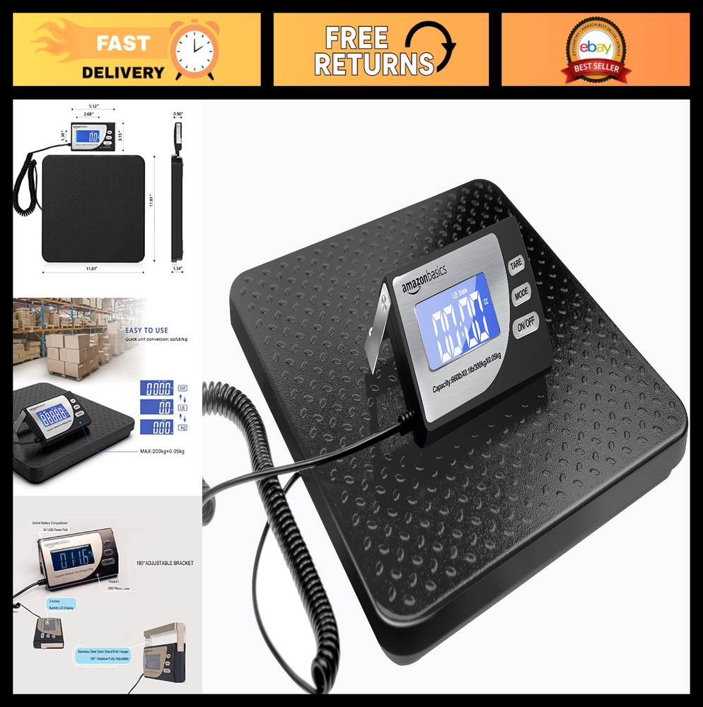 Digital Postal Shipping Scale, Heavy Duty 660 lb Capacity, Tare Function, Portab