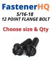5/16-18 Coarse 12-Point Flange Screws Alloy Steel Black (Pick Size & Qty)