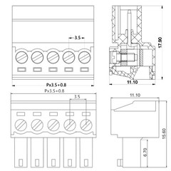 Jienk 2Set 8-Pin 300V 8A KF2EDGK 3.5mm Pitch Screw Terminal Block Pluggable C…