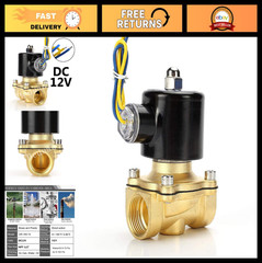 1/2″ 12V Brass Electric Solenoid Valve – Normally Closed Air, Water, Gas, Fuel,