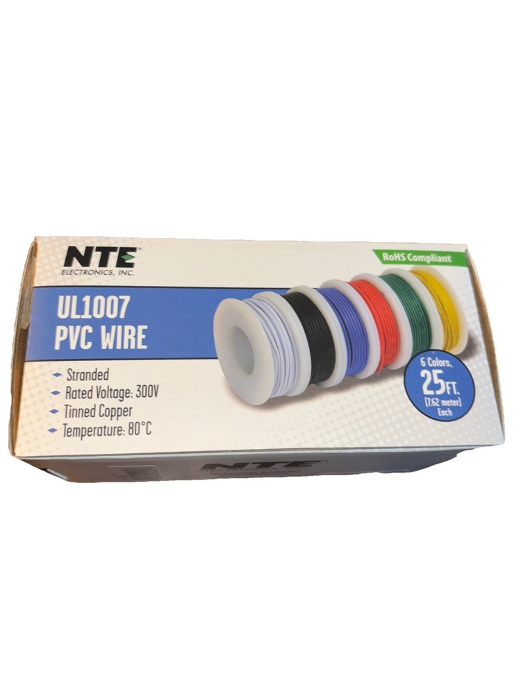 Wire Assortment Kit 18AWG Stranded 6 Colors 25 ft each color Tinned Copper New
