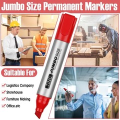 32 PCS Red Jumbo Permanent Markers Bulk Large Chisel Tip Waterproof