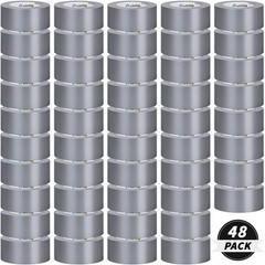 48 Pack Silver Duct Tape Heavy Duty Bulk, 2 2 in x 30 Yards-48 Rolls,