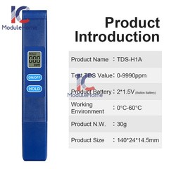 TDS Meter Digital Tester Water Quality Testing Tool for Drinking Water 0-9990ppm