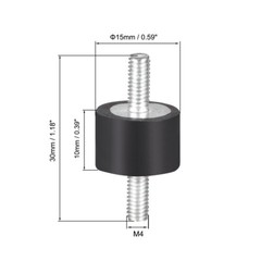 8pcs Rubber Vibration Isolator Mounts Shock Absorber M4x10mm Studs D15 x H10