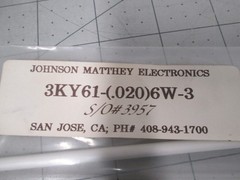 Johnson Matthey, 3KY61-(.020)6W-3, Thermocouple Tri-JCT Spike Type K, New