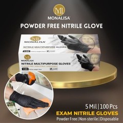 MONALISA™ Black Nitrile Gloves | 5mil Exam Gloves | Powder Free Gloves