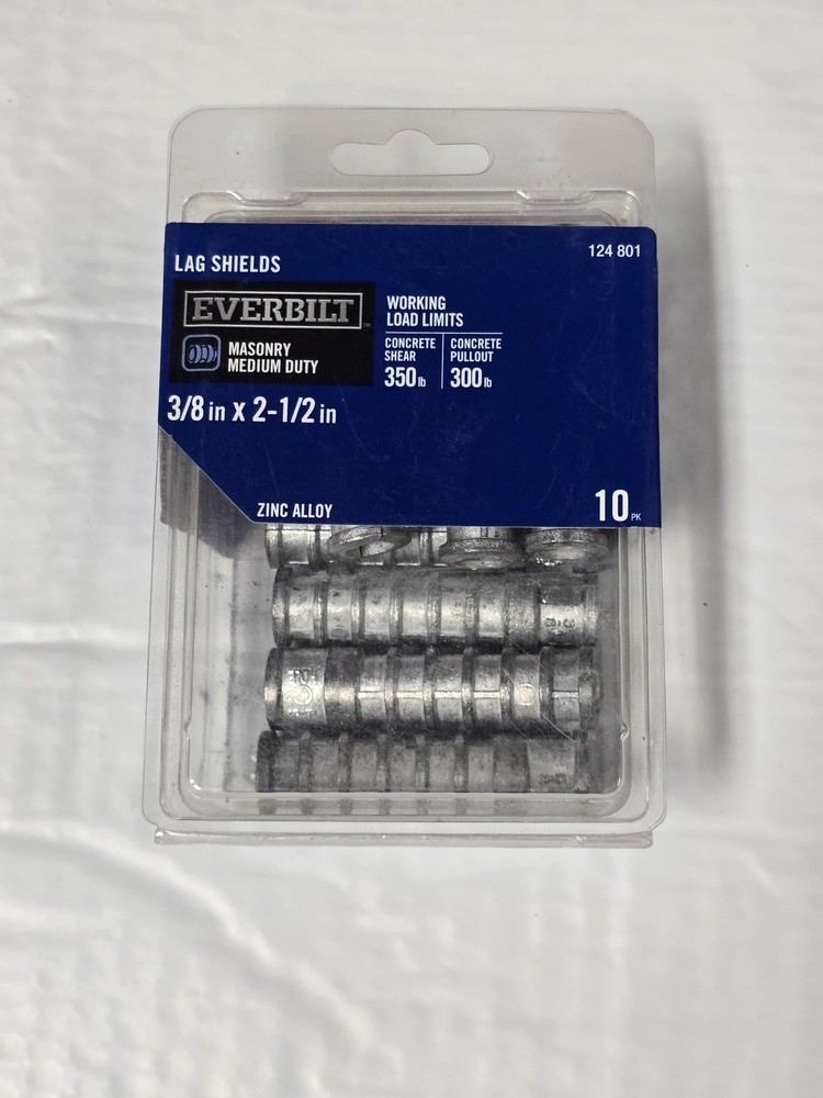 (10-Pk) Everbilt Long Lag Shields Zinc-Alloy 3/8″ x 2-1/2″ 803612