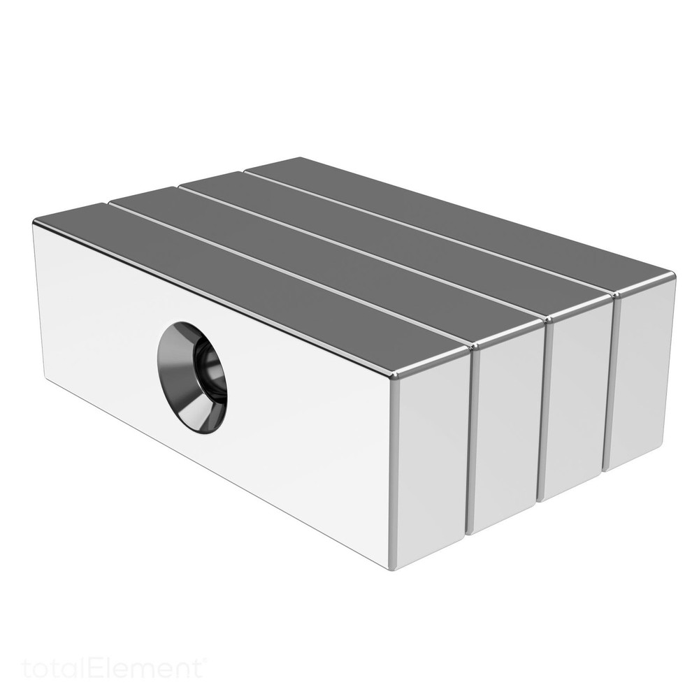 1.5 x 1/2 x 1/4 Inch Strong Neodymium Countersunk Block Magnets N52 (4 Pack)