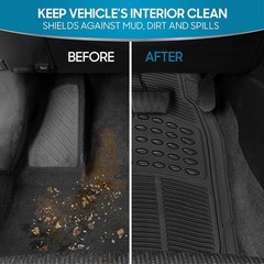 BDK ProLiner Car Floor Mats – Heavy Duty Rubber, Universal Fit, Black