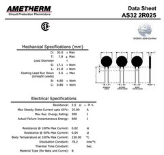 Aqua-Rite Thermistor AS32 2R025( Pack of 2) Inrush Current Limiter 2 Ohm Ohm ±2