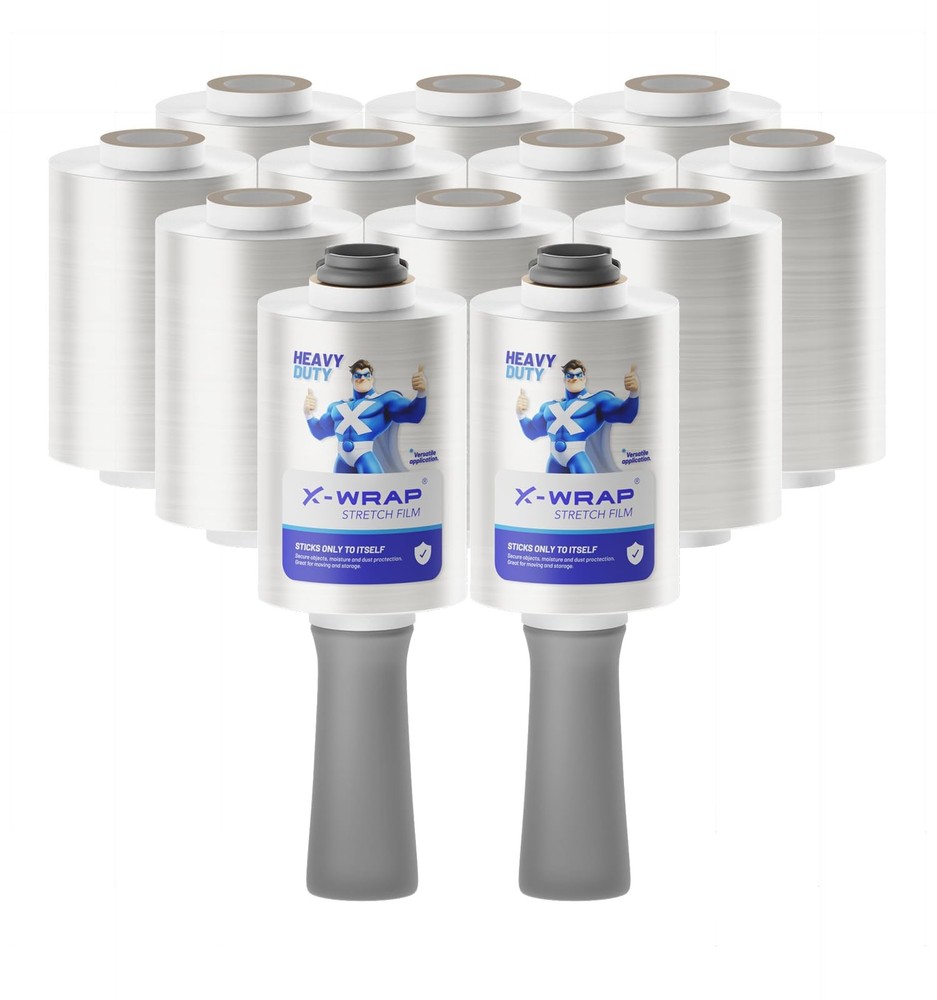 Clear 4 Inch 400 Ft 80 Gauge Heavy Duty Shrink Wrap Stretch Film Roll 12Pack