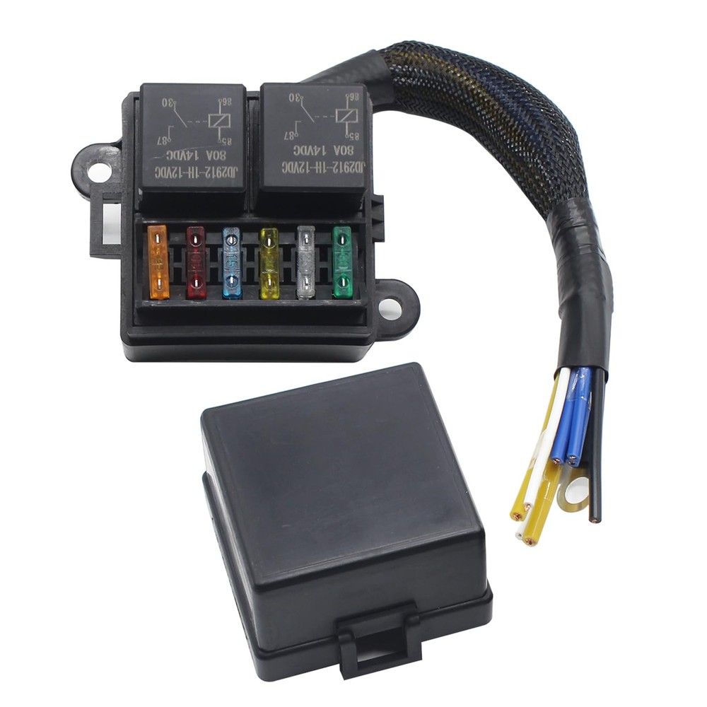 Pre-Wired Fuse Relay Box, 2 4-Pin 80A Relay Slots and 6 ATC/ATO Fuse Holder, …