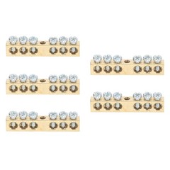 5 Pcs Terminal Ground Bar 6 Positions M4 47.9x6x9mm Screw Block Barrier Brass