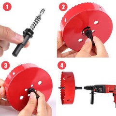4 Inch Hole Saw with Arbor HSS Mandrels M42 Bi-Metal Red