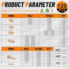 146Pcs Hose Pipe Fitting & Barb Fitting Kit, 56Pcs Hose Pipe Fitting & 50Pcs Bar