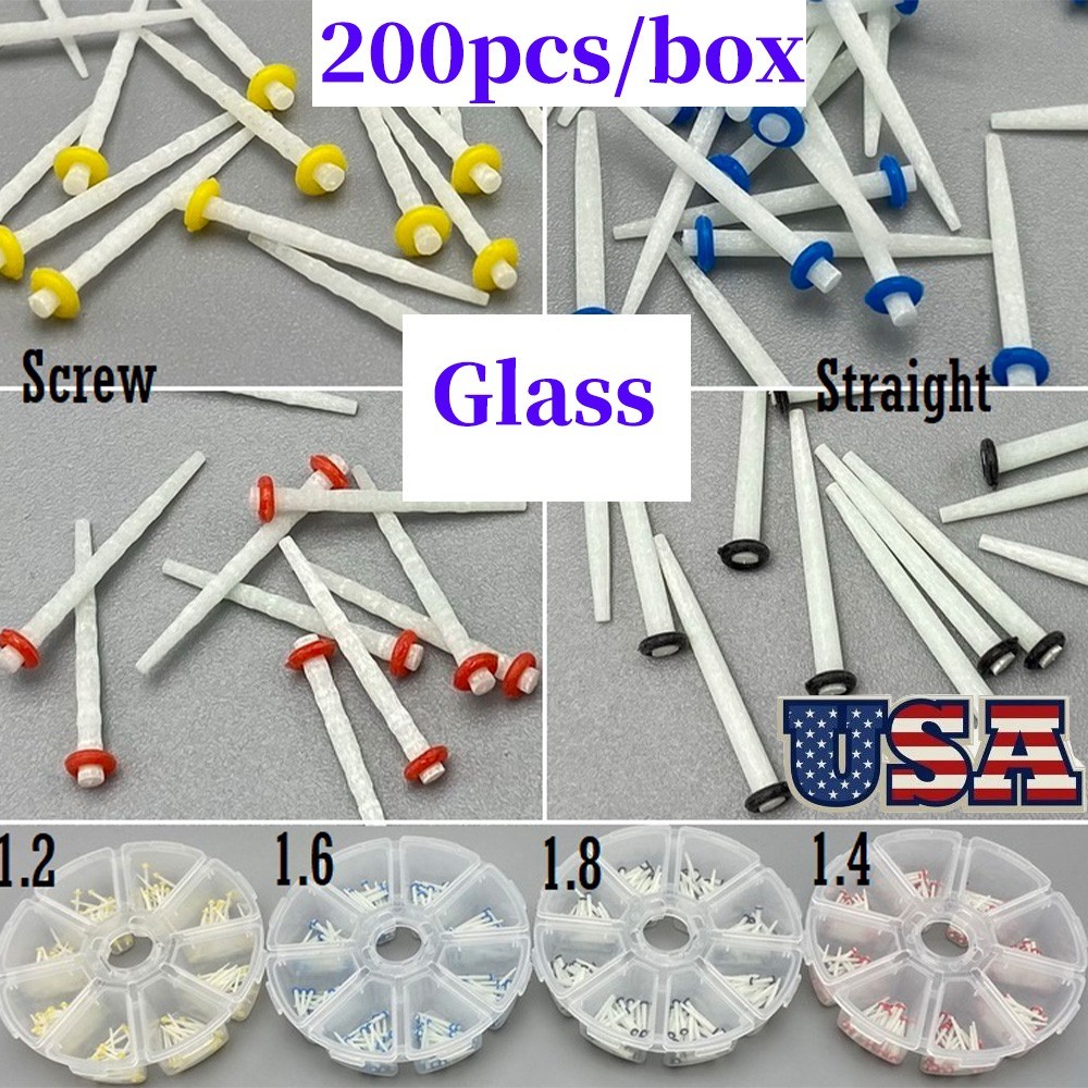 Glass Fiber Post Dental Fiber Post Teeth Restorative 1.2/1.4/1.6/1.8mm 200pc USA