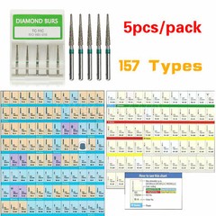Dental Diamond Burs For High Speed Handpiece Friction Grip 5Pcs/Box CE FDA