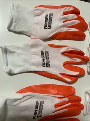 🌿 Firm Grip White/orange Nitrile Coated Gloves, 4 Pairs, 🆕 With Defects