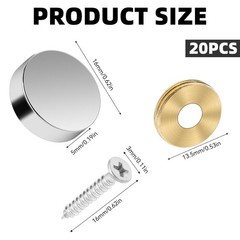 20 Pack Stainless Steel Screw Cover Caps 16mm Decorative Nail Covers Silver