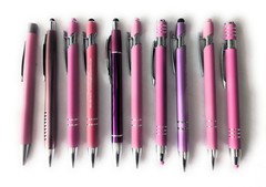 10ct Mixed Lot Misprint Metal Retractable Click Pens: PINK & White Assortment