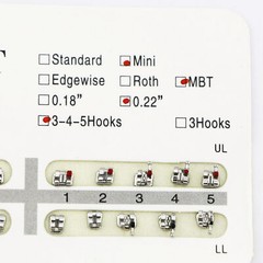 US Dental Orthodontic MIM Metal Brackets Mini Roth MBT 018 022 Slot 3 4 5 Hooks