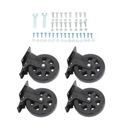 4Pcs Heavy Duty Casters Black 6″ W/ Brake 360° steering With 2× Hardware Kits