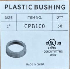 1″ Thermoplastic Insulating Rigid Metal Conduit Bushing PVC UL CSA 50 pc